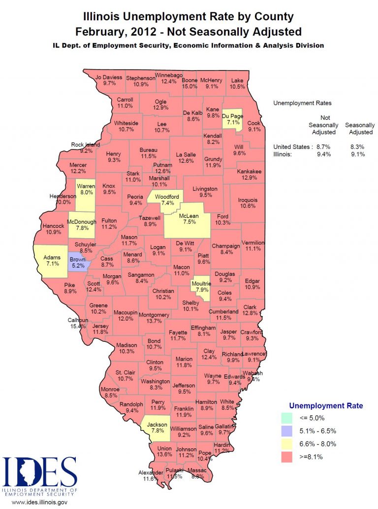 2012 February IL Unemployment Map by County | Great River Economic ...